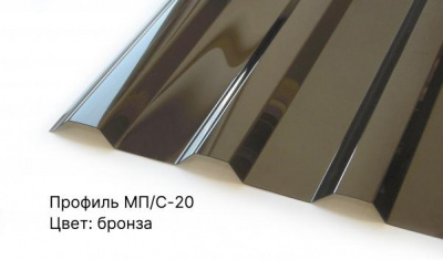 Профилированный поликарбонат БРОНЗА прозрачный 0,8 мм 1,15х2 м трапеция МП-20 защита 1UV Novattro - интернет-магазин «Формика»